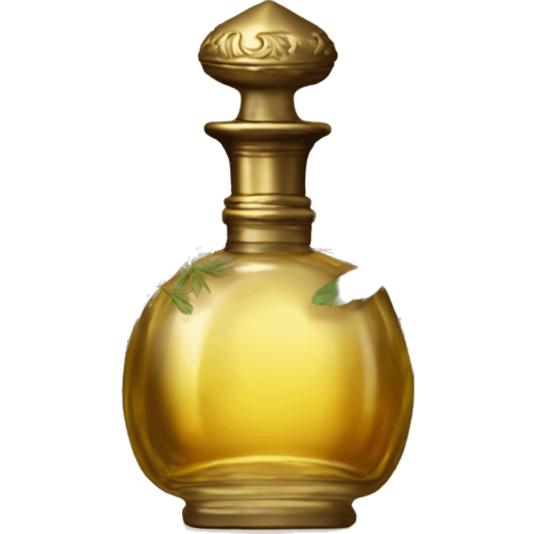 Antique oil perfume bottle with herbal and flowers emoji