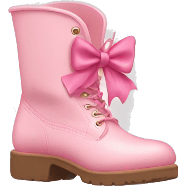 pastel pink boots with pink bow emoji