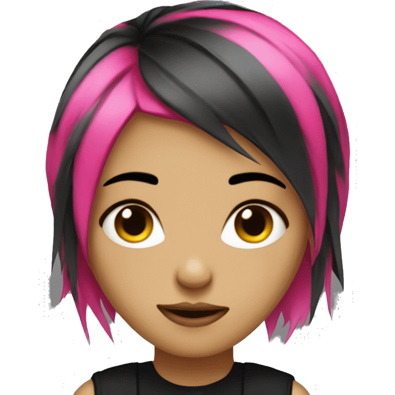 Emo girl with black and hot pink hair emoji