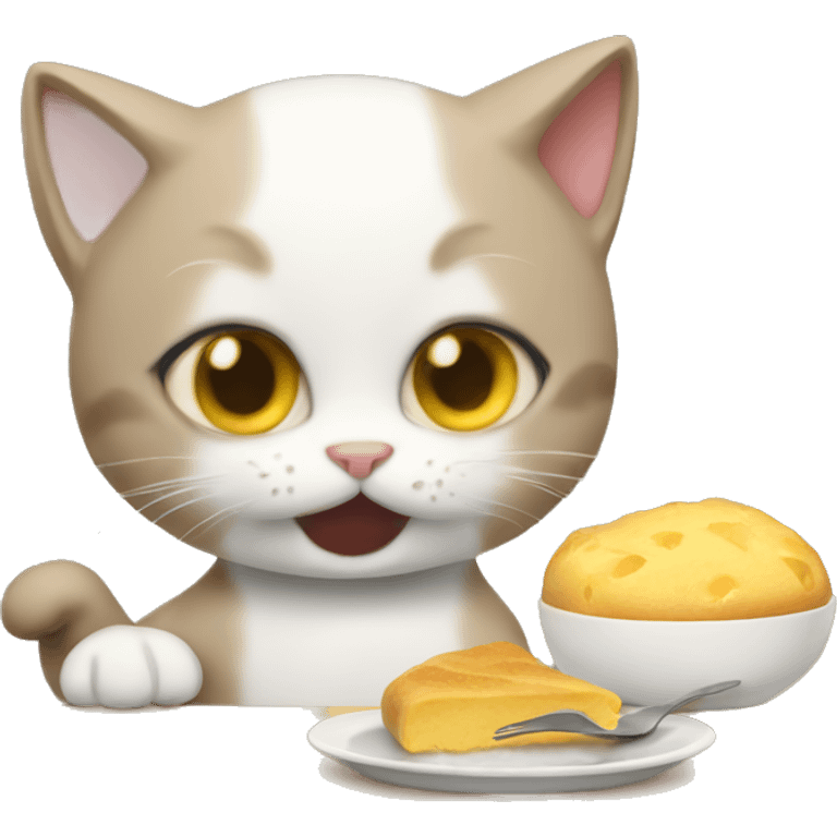 kitty eating breakfast  emoji