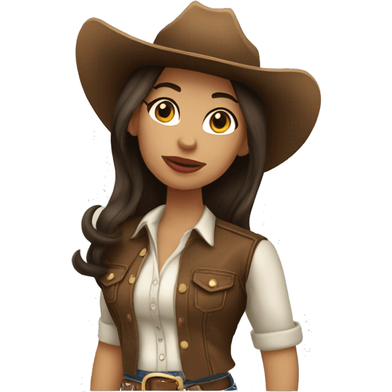 Brunette light skin cowgirl  emoji