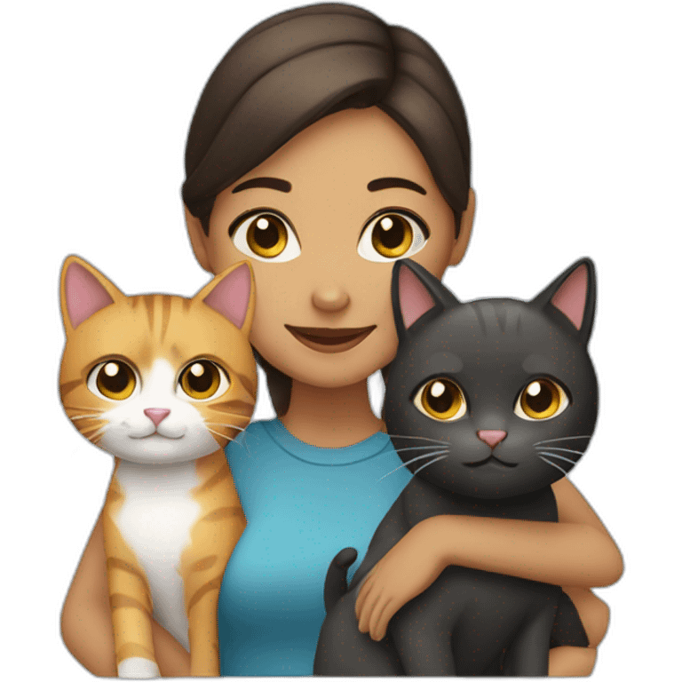 Girl with two cats emoji