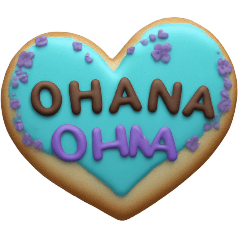 Teal purple Cookie heart with ohana emoji