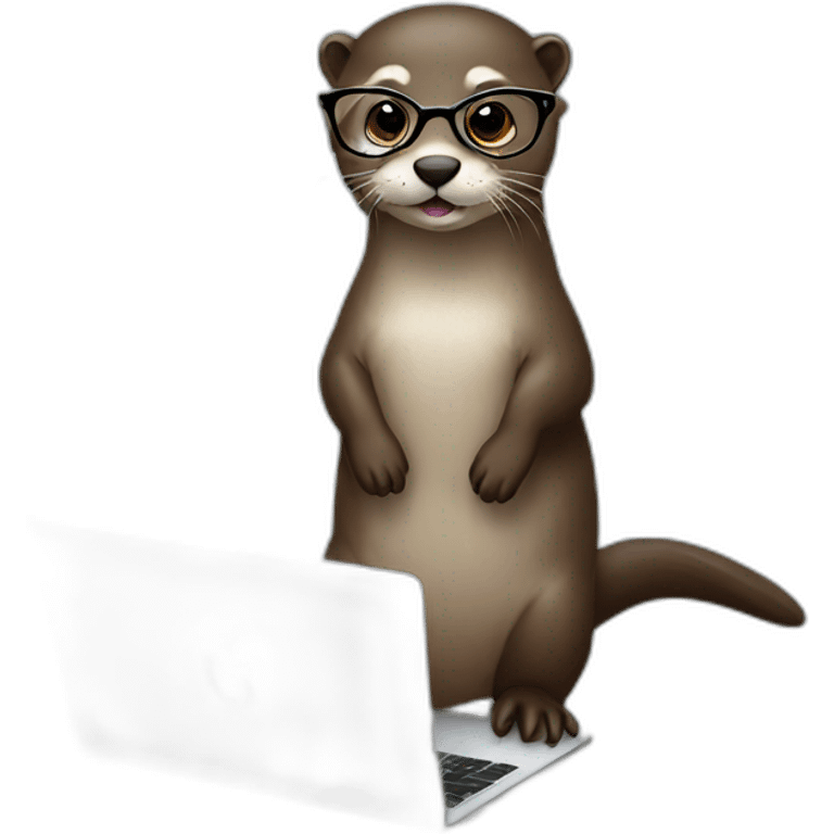 female vet otter with glasses with a macbook emoji