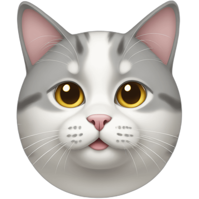 Fat white and grey cat emoji