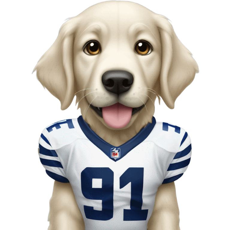 white golden retriever as dallas cowboy football player emoji