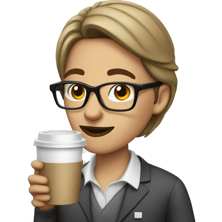 office worker in glasses delivers coffee emoji