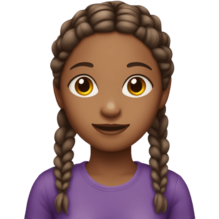 Brown girl with braids in a purple top emoji