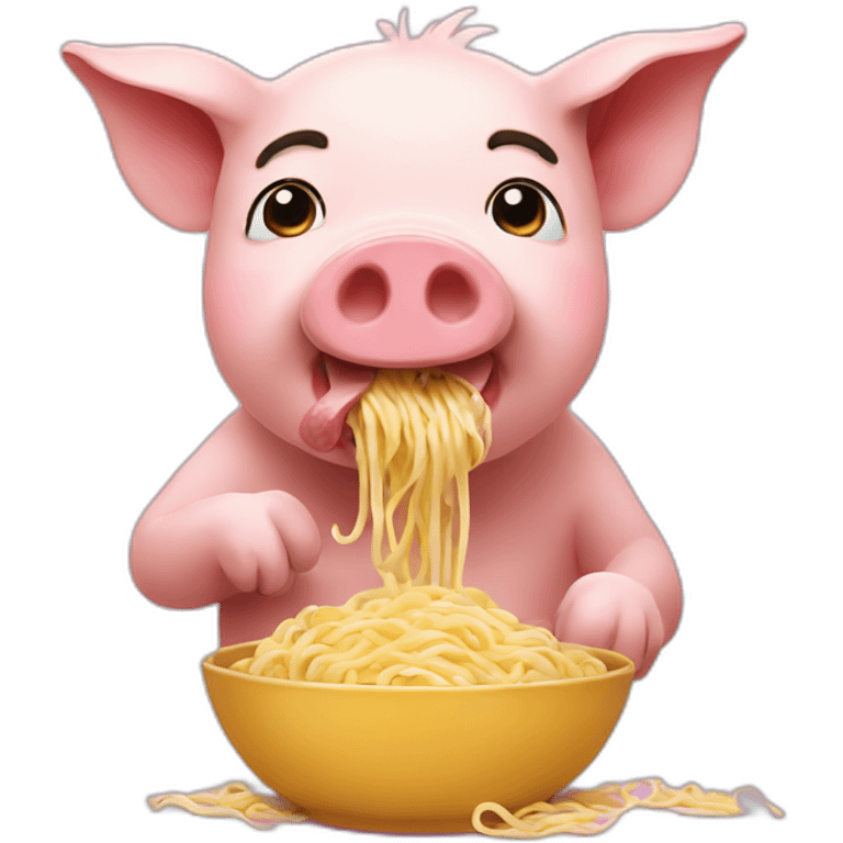 pig eating noodles emoji