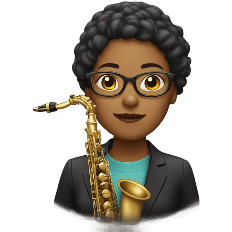 woman with glasses playing saxophone emoji