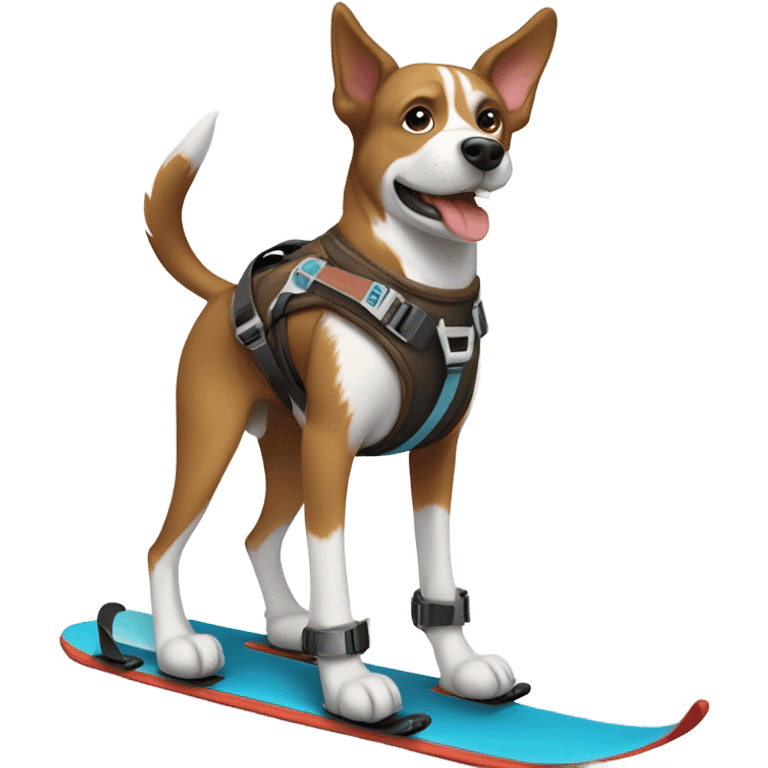 Brown and white dog skiing emoji