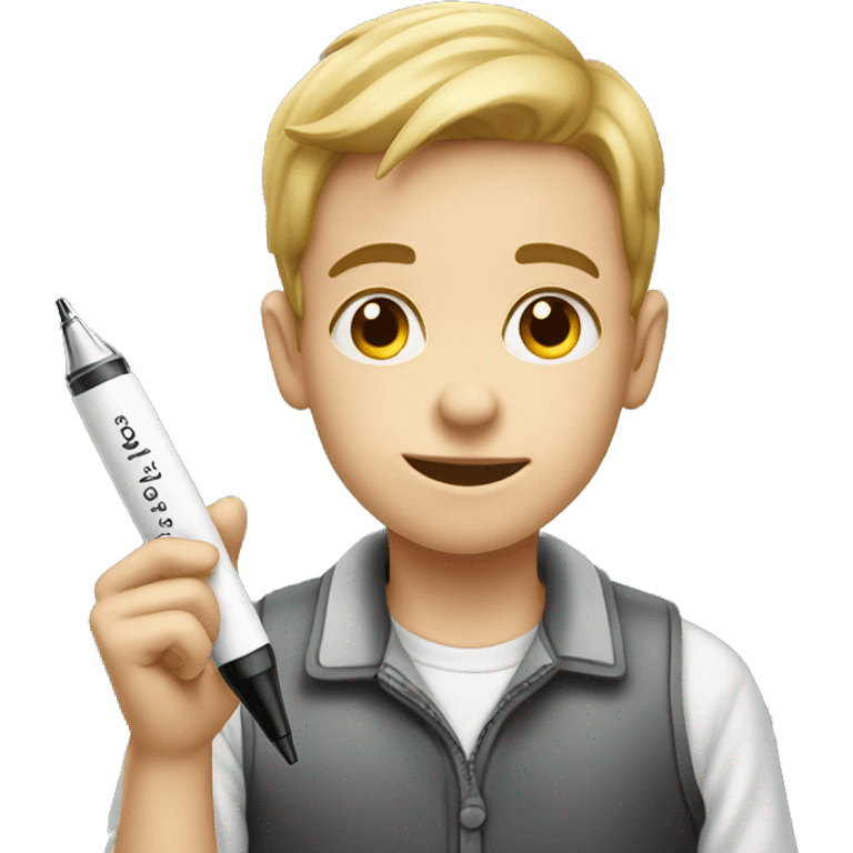 Boy with pen and dairy emoji