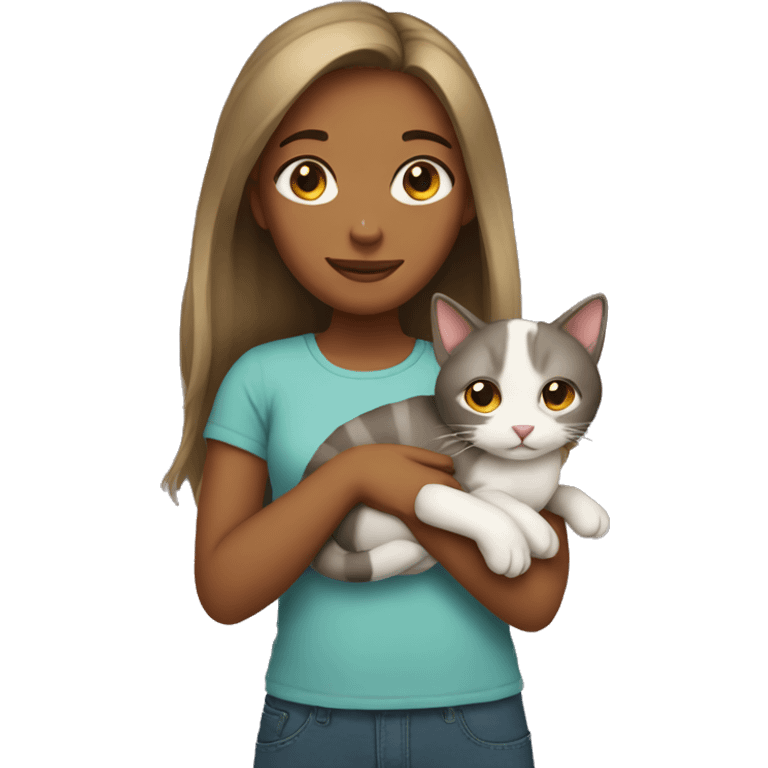 girl holding a cat emoji