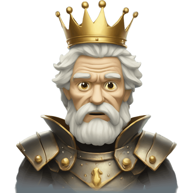 Vintage King hamlet old man big beard gold crown wearing armour fading ghost hands out trapped melting into wisps emoji