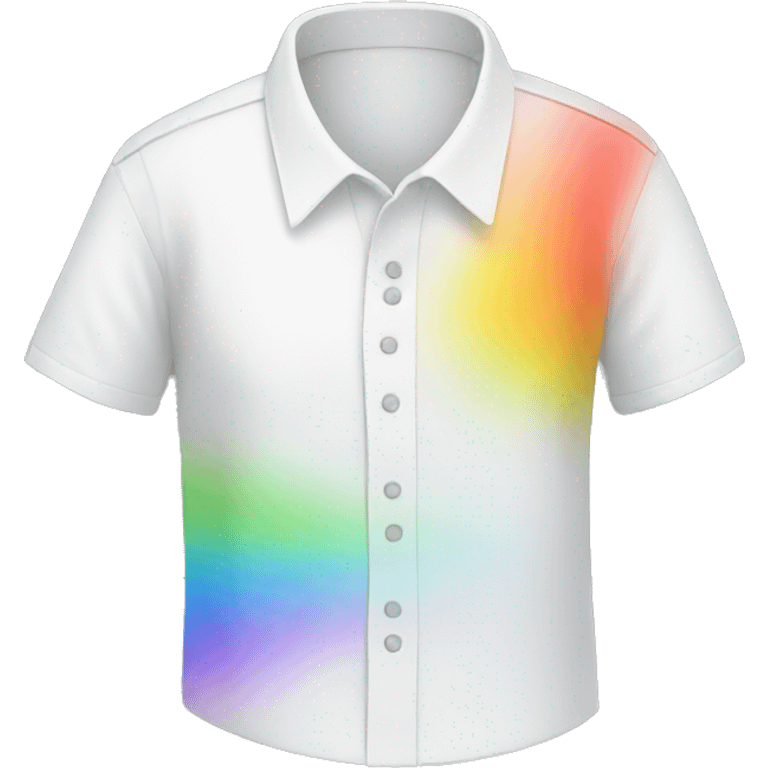 white shirt with rainbow emoji