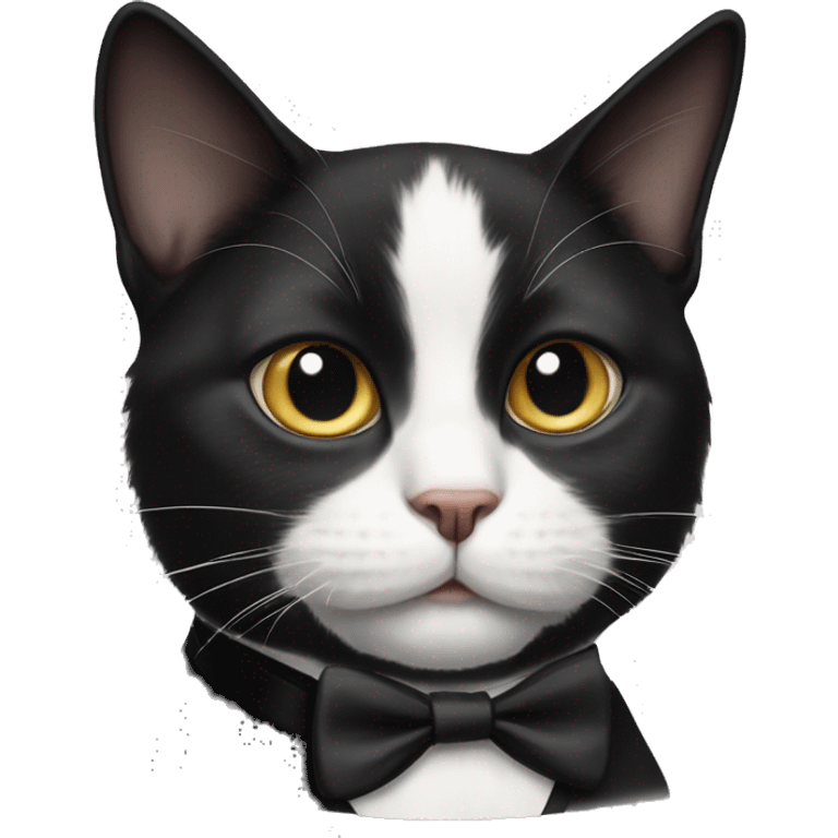 Unsymmetrical tuxedo cat emoji