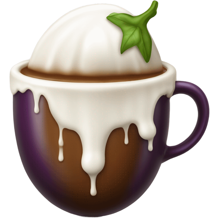 Eggplant emoji dripping milk into coffee emoji emoji