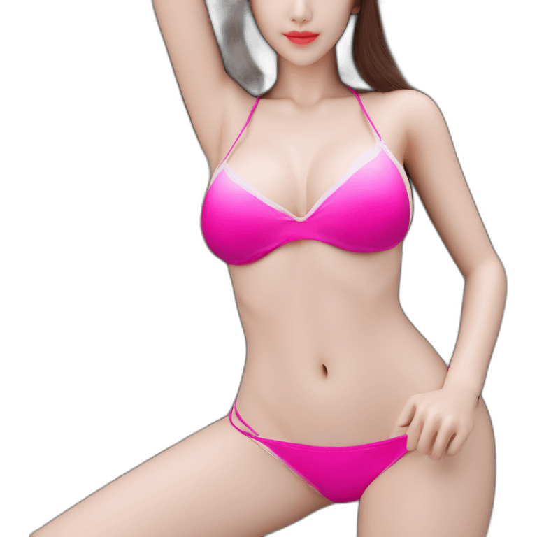 Sexy pose soft-fit Caucasian woman bikini (beach body) bed emoji