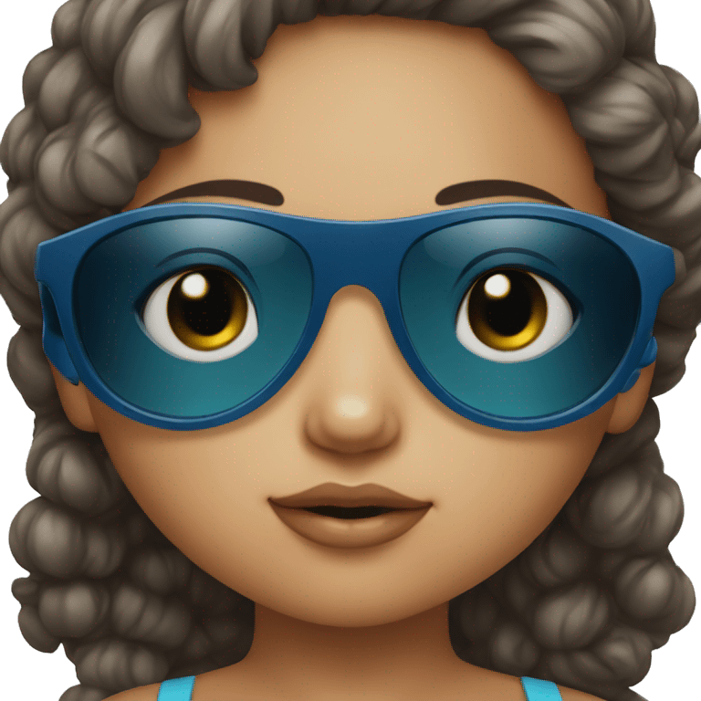 little baby girl with blue frame sunglasses and dark lens emoji