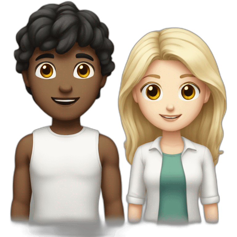 One white boy with black hair and white girl with brown hair emoji