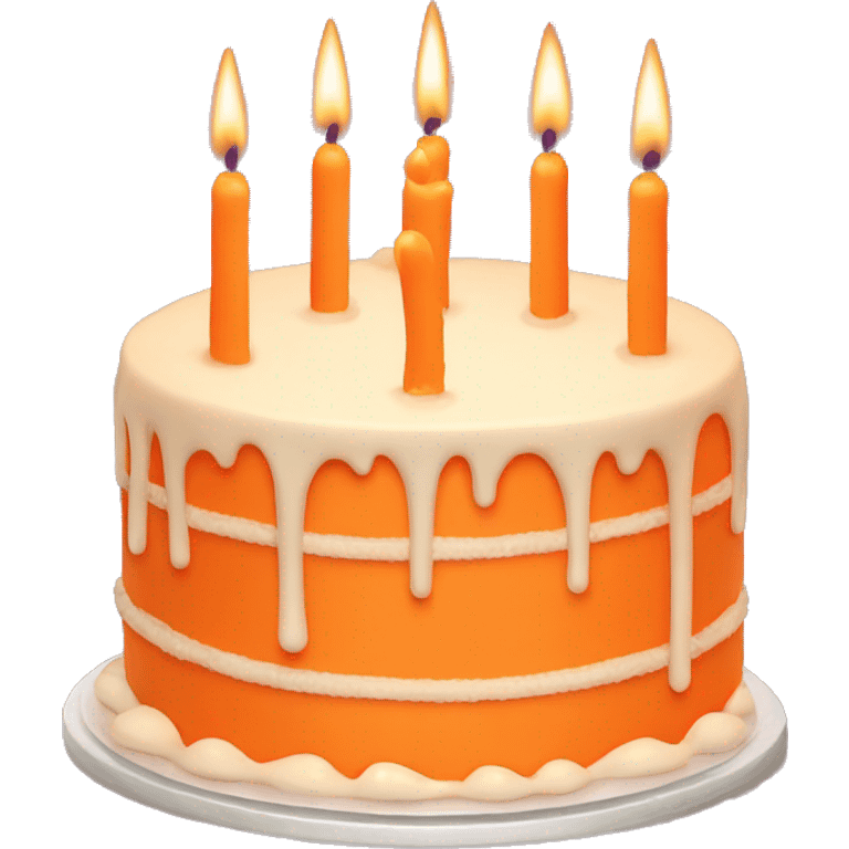 orange icing birthday cake with candles in a circle emoji