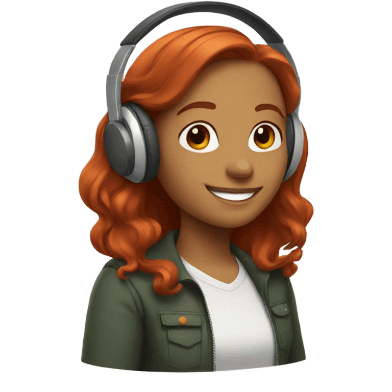 smiling girl with headphone and redhair emoji