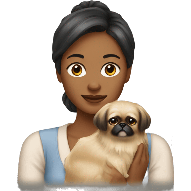 Women with Pekingese emoji