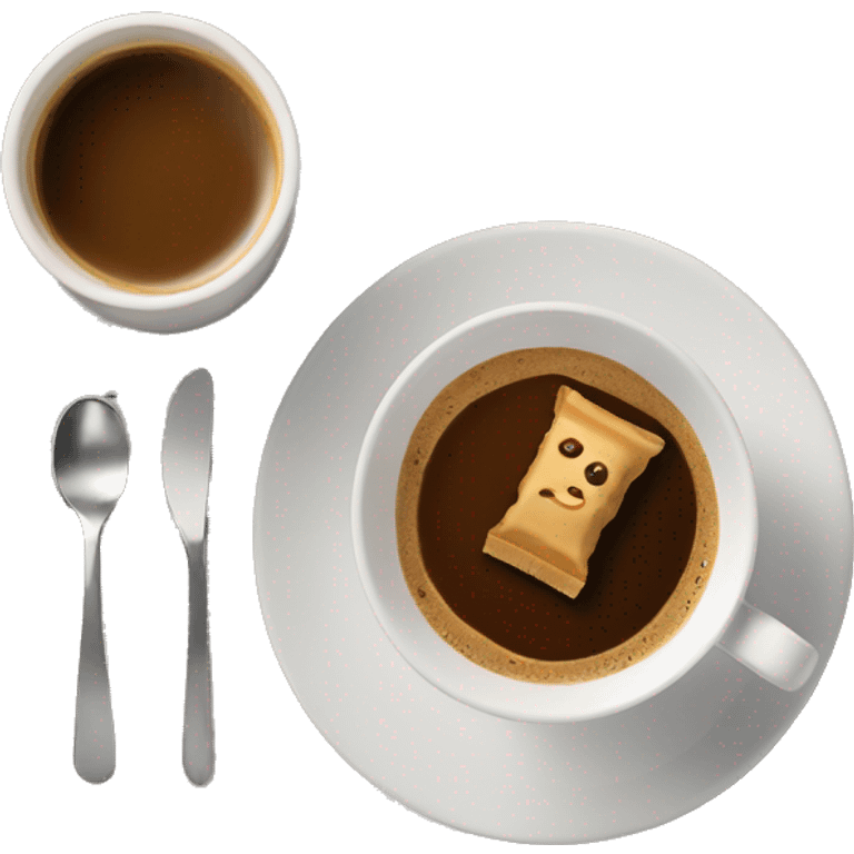 Top view coffee and protein bar on a small plate  emoji