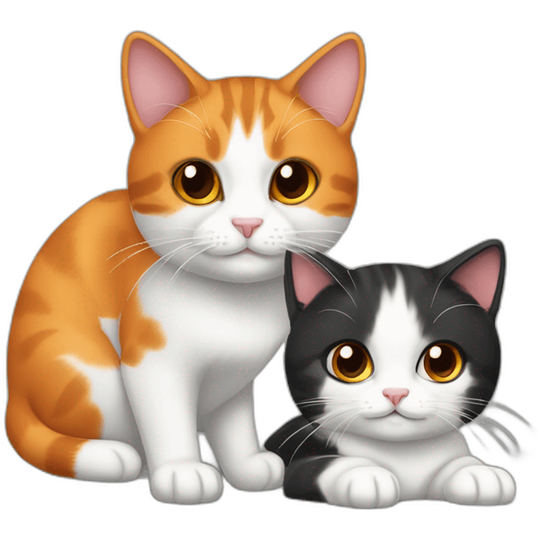 1-orange-and-black-calico-cat-and-1-white-and orange-calico-female-cat emoji