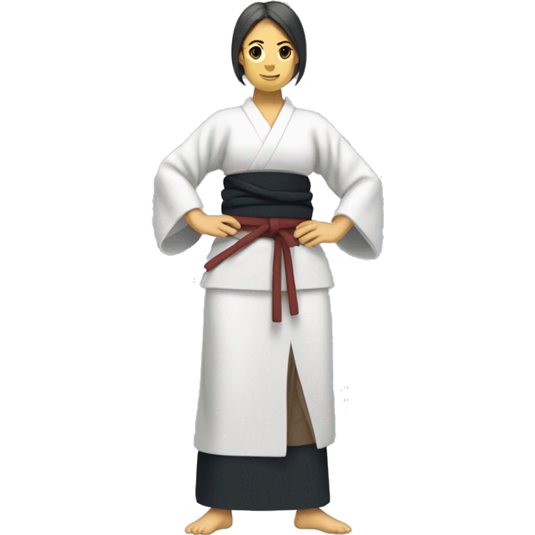 aikido woman with hakama full body emoji