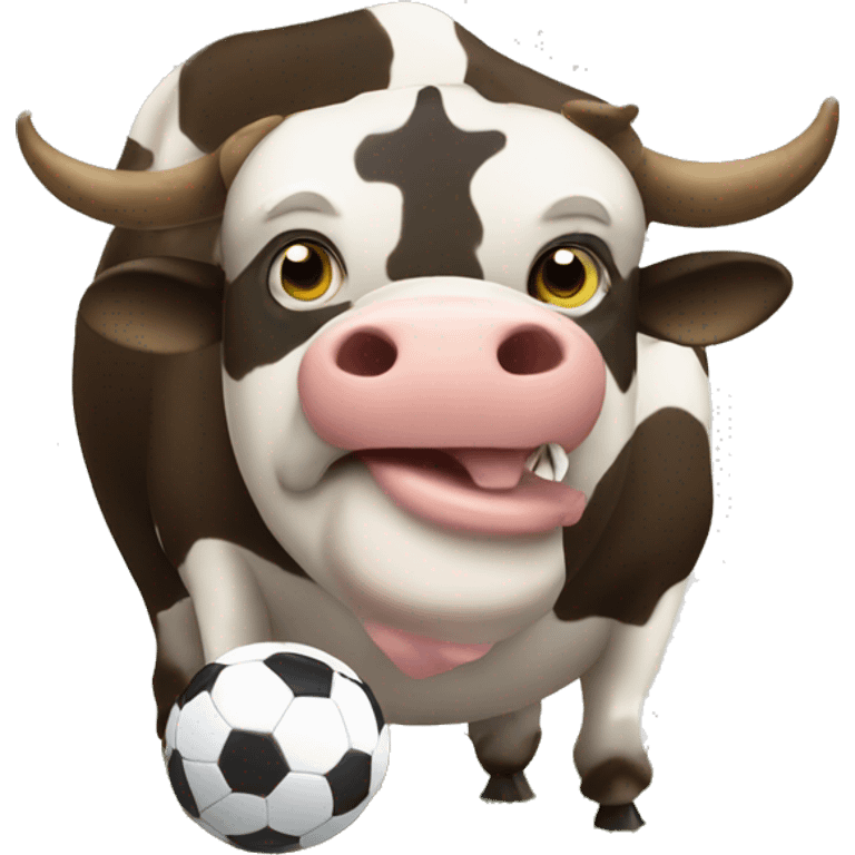 Fat cow with football emoji