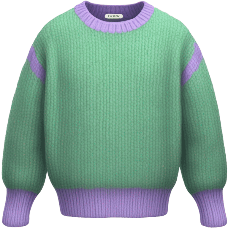 Lilac green cropped oversize wool sweater, isolated emoji