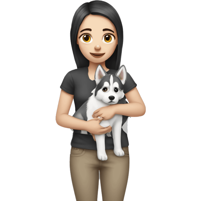 Pale girl holding a husky emoji