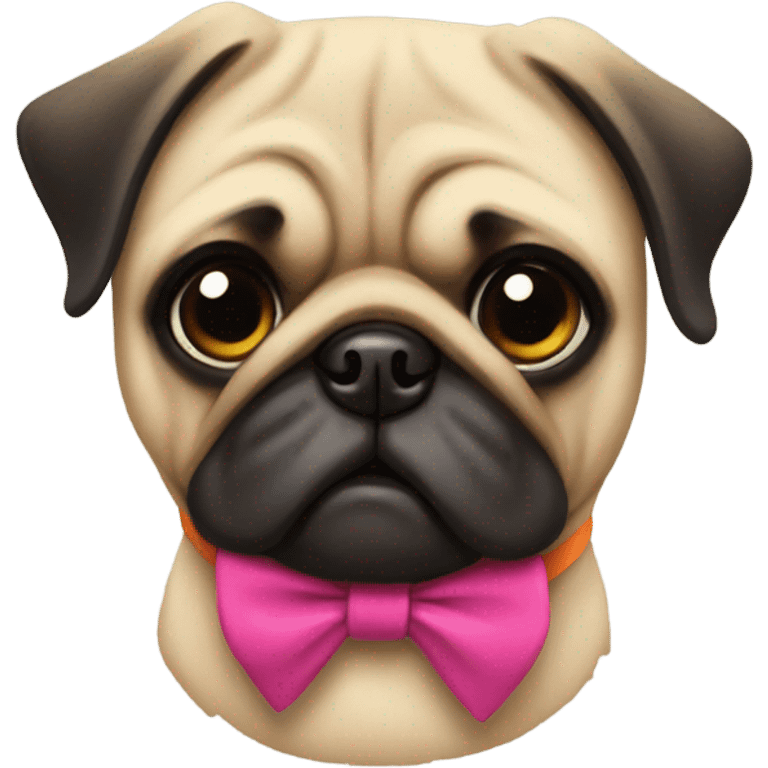 Pug with a bow  emoji