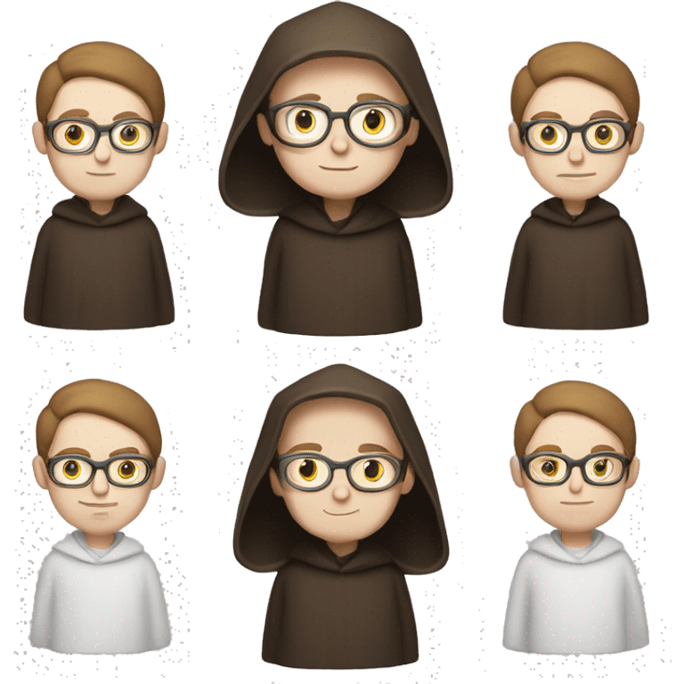 Catholic Monk Brown Hair Pale Skin Glasses  emoji