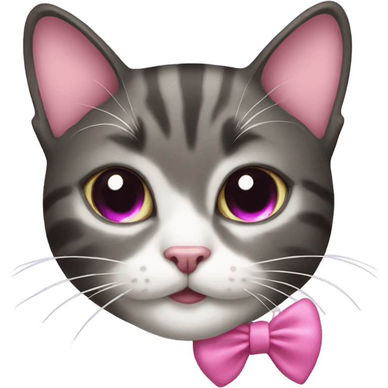 Cat with a pink bow emoji