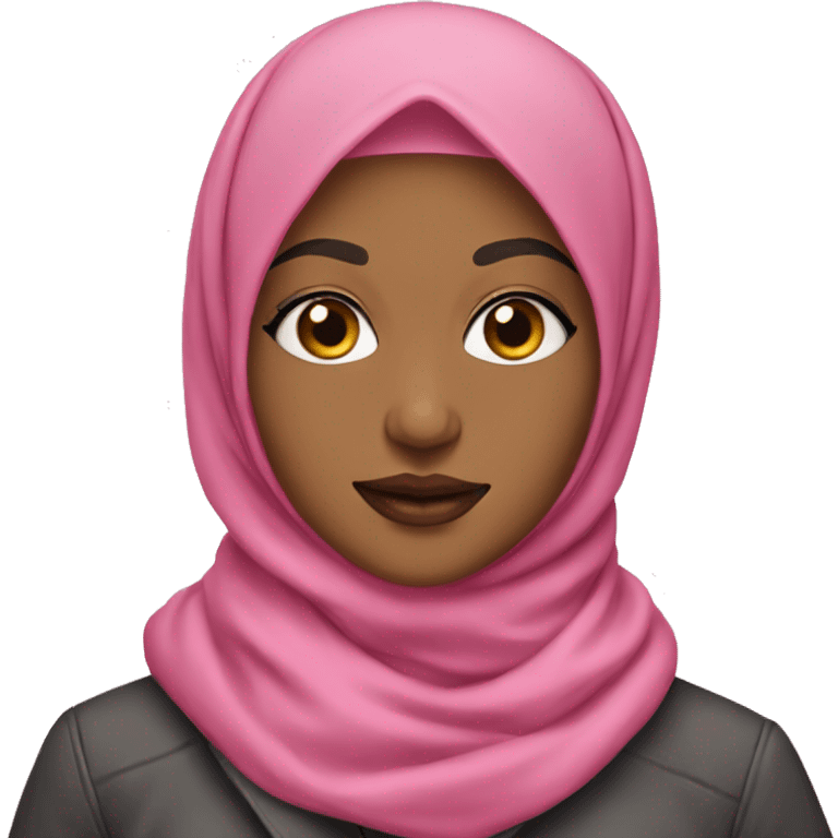 A hijabi with a pink jacket and long lashes emoji