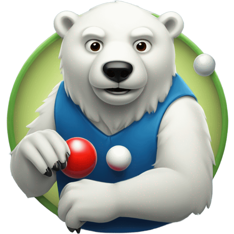 anthropomorphic polar bear playing billiards  emoji