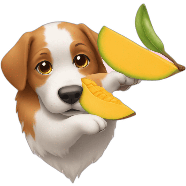 Dog liking mango emoji