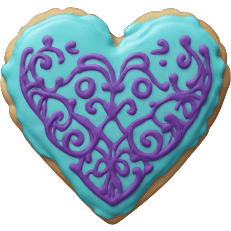 Purple teal heart cookie emoji