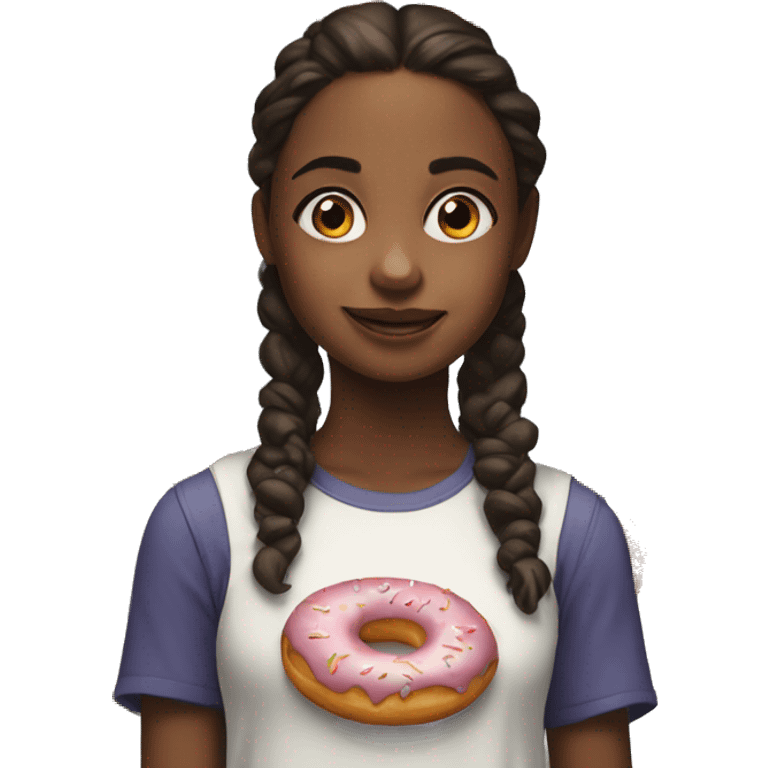 realistic portrait of girl with donuts emoji