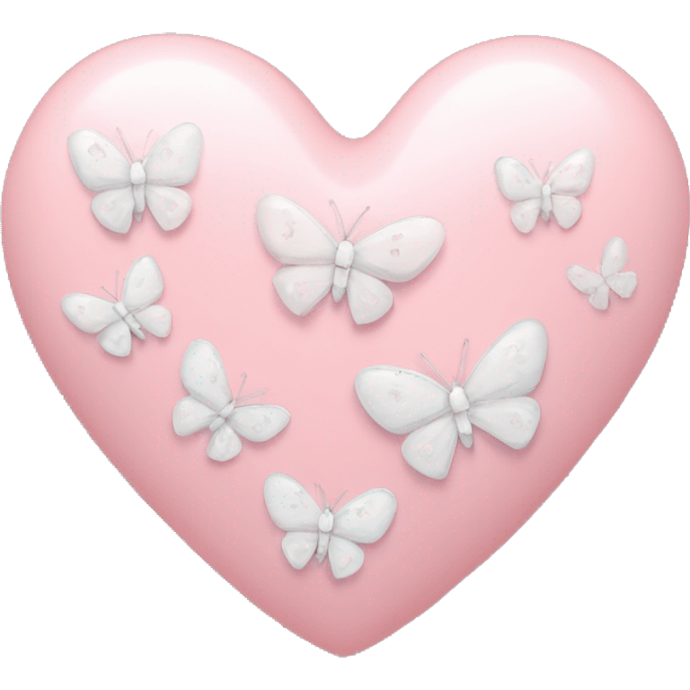 pastel pink heart with white tiny butterflies on it emoji