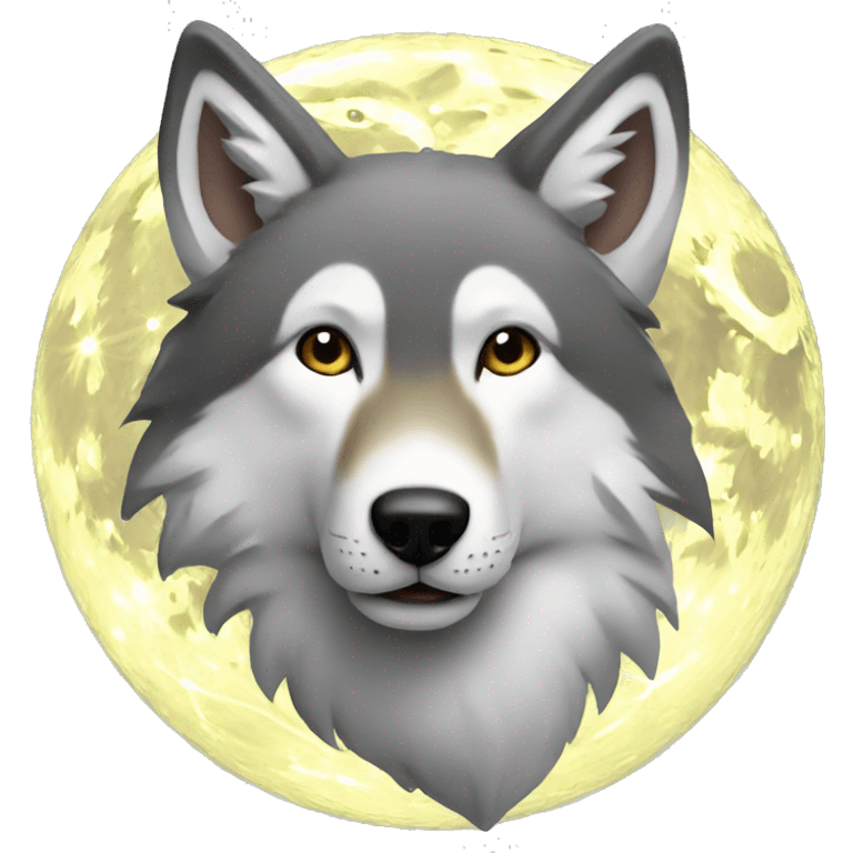 Un lobo aullando a la luna emoji