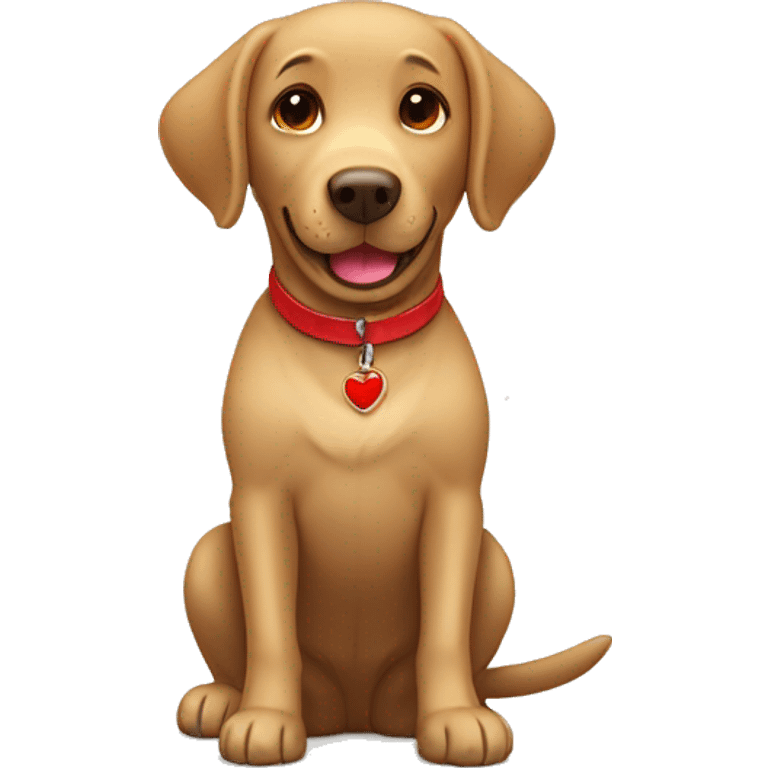 Happy sweet 6 year old light brown Labrador with a red collar  emoji