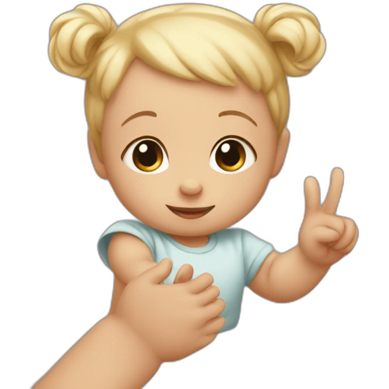 baby showing peace sign emoji