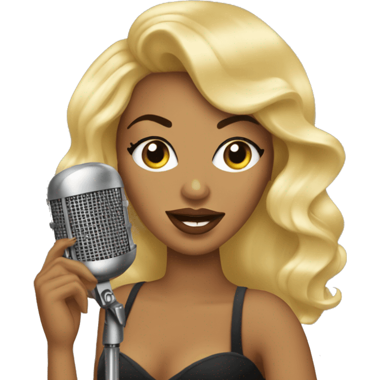 retro blonde singer with microphone Beyonce emoji