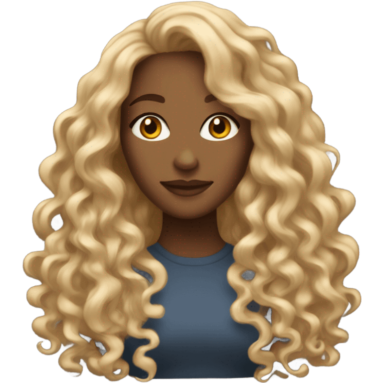 Gorgeous light brown woman with blonde long curly hair  emoji