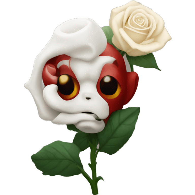 Hellboy from the movies with a white rose  emoji