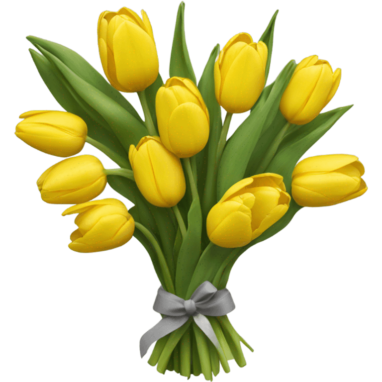 bouquet of yellow and grey tulips emoji