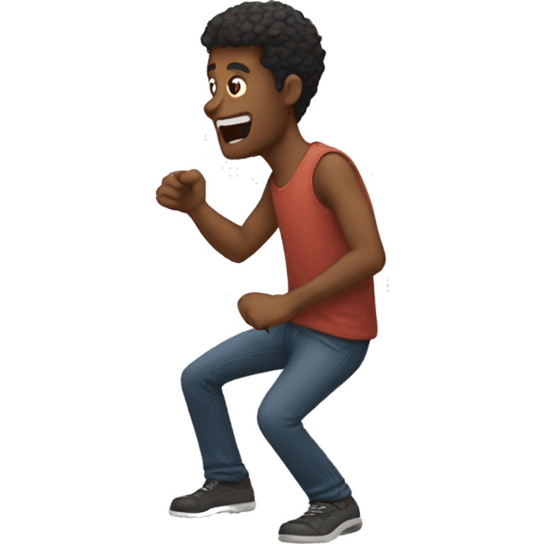 A guy throwing a rock emoji